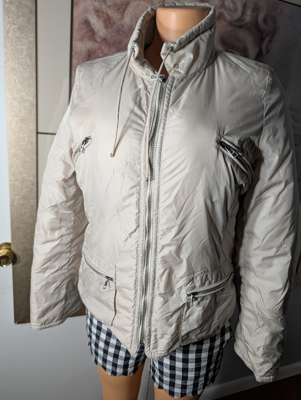 MaxMara Light Beige Puffer Jacket with High Collar Size 4(US)